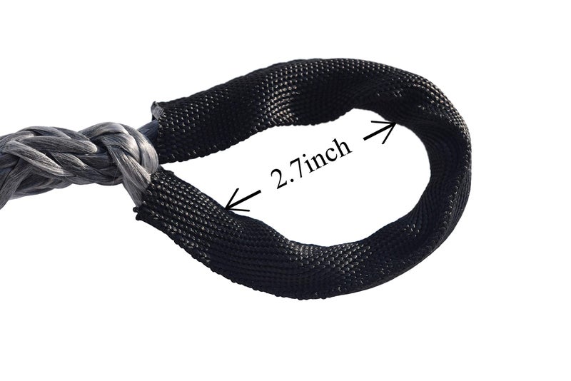 QIQU 3/8" * 50ft Winch Rope Extension, 10mm ATV Winch Cable, Synthetic Towing Rope for Offroad Auto Parts (Grey) - Image 2